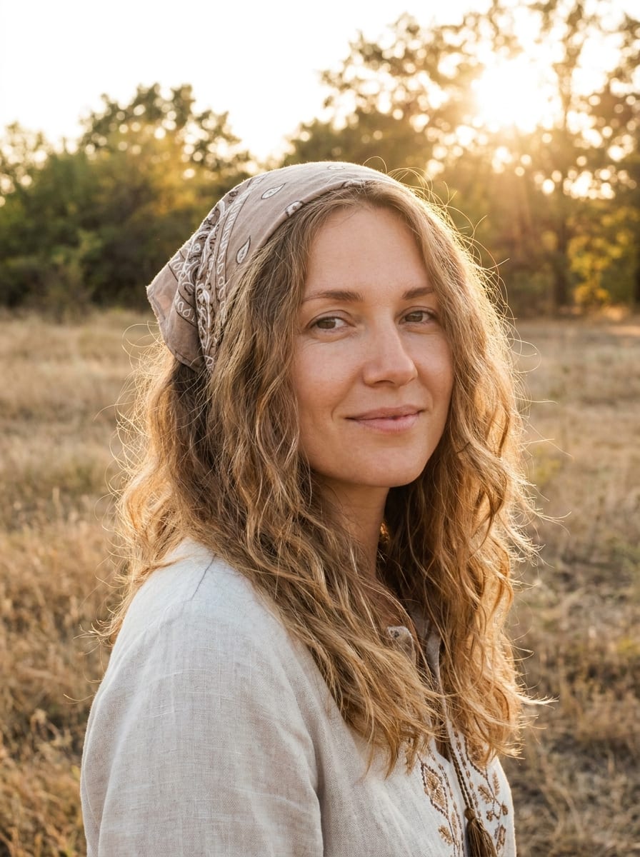 Bandana-Frisur mit offenen Wellen - Festival Frisur 2026